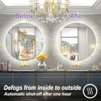 36 Inch Round LED Mirror, Backlit Bathroom Mirror with Lighted, Large Circle Vanity for Wall, Dimmable, Built-in Defoggers, 3000K/4500K/6000K