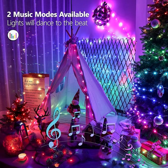 BrizLabs Christmas Fairy Lights - 66ft 200 LED Color Changing Fairy Lights with Remote, Plugin RGB Rainbow Christmas Twinkle Light White & Red Starry Xmas Light for Xmas Halloween Home Party Wedding