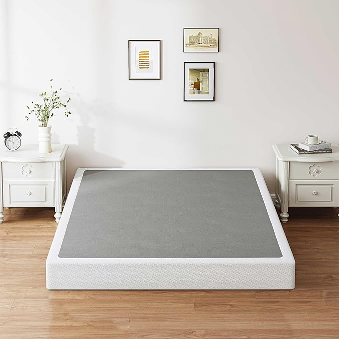 ZIYOO California King Box Spring and Cover, 9 Inch High Profile Easy Assembly,Mattress Foundation/Heavy Duty Metal Steel Structure/Quiet Noise-Free Accessory