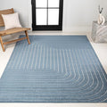 Eyely NCS101D-4 Odense High-Low Minimalist Angle Geometric Dark Blue/Cream 4 ft. x 6 ft. Indoor/Outdoor Area Rug, for Home, Backyard, Patio, Porch, Bedroom, Kitchen, Living Room