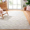 SAFAVIEH Arizona Shag Collection X-Large Area Rug - 11' x 15', Ivory & Grey, Moroccan Design, Non-Shedding & Easy Care, 1.6-inch Thick Ideal for High Traffic Areas in Living Room, Bedroom (ASG741F)