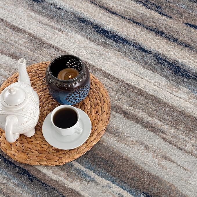 RUG BRANCH Havana 2' x 8' (2'3" X 8') Scandinavian Indoor Runner Rug, Contemporary, Blue Brown - Entryway, Hallway, Bathroom, and Kitchen