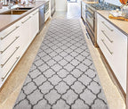 Custom Size Modern Runner Rug Carpet for Hallway Entryway Foyer Kitchen, Slip Resistant Latex Rubber Backed 31 inch Wide X Customized Length, Trellis Grey, 31 inch X 20 feet