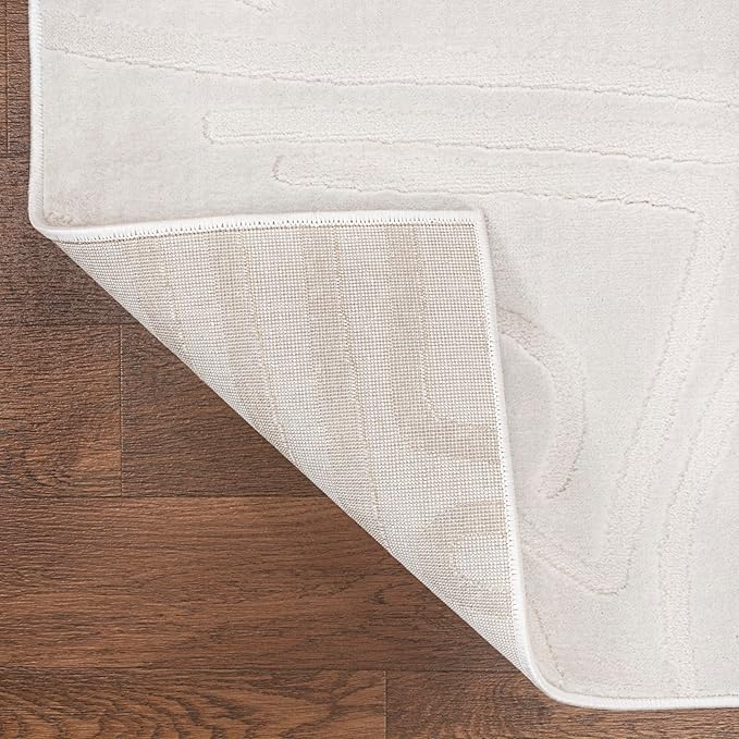 JONATHAN Y Graphic Lines High-Low Runner Rug 2X8 White/Cream, Alcina Modern Scandinavian for Living Room, Bedroom, Kitchen, Easy-Cleaning, High Traffic, Pet-Friendly, Non-Shedding SND102B-28