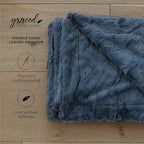 GRACED SOFT LUXURIES Throw Blanket Large Softest Warm Elegant Cozy Faux Fur for Home, Couch, Sofa, Chair, Den, Living Room (Solid Gray, Extra Large 60" x 80")
