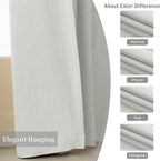 Greyish White 100% Blackout Linen Curtains for Living Room 2 Panels Set, Loop Pocket Back Tab Neutral Light Gray Tones Linen Textured Curtains for Hall Large Windows 9 FT,52Wx108L, Greyish White