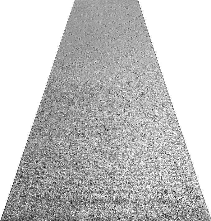 Custom Size Modern Runner Rug Carpet for Hallway Entryway Foyer Kitchen, Slip Resistant Latex Rubber Backed 31 inch Wide X Customized Length, Clouds Grey, 31 inch X 25 feet