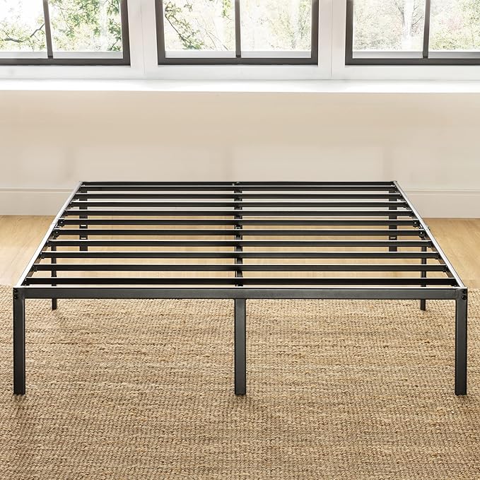 Best Price Mattress 14 Inch Metal Platform Beds w/ Heavy Duty Steel Slat Mattress Foundation (No Box Spring Needed), Queen, Black