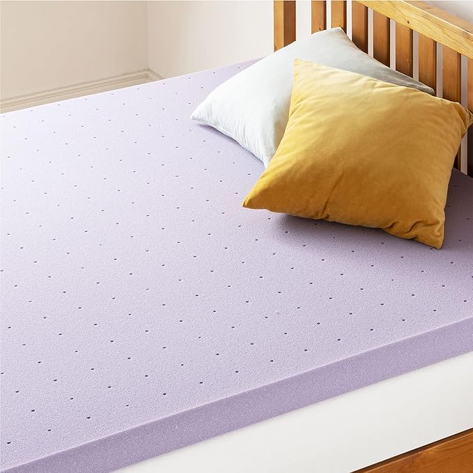 Mellow 3 Inch Ventilated Memory Foam Mattress Topper, Soothing Lavender Infusion, King