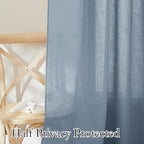 RYB HOME Semi Sheer Curtains 63 inch Length, Light Filtering Airy Privacy Window Decor Machine Washable for Living Room Bedroom Kids Room Kitchen, W 52 x L 63 inches, Dusty Blue, 2 Panels