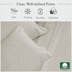 California Design Den Printed King Size Sheets Set - Luxury 400 Thread Count Sateen, Natural 100% Cotton Sheets, Deep Pockets, Cooling and Durable Bedding Set - Taupish-Sage Crosshatch