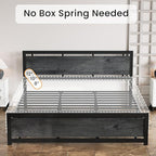 LIKIMIO California King Bed Frame with Headboard and Footboard, Metal Strong Supports, Easy Assembly, Noise-Free, No Box Spring Needed, Charcoal Grey