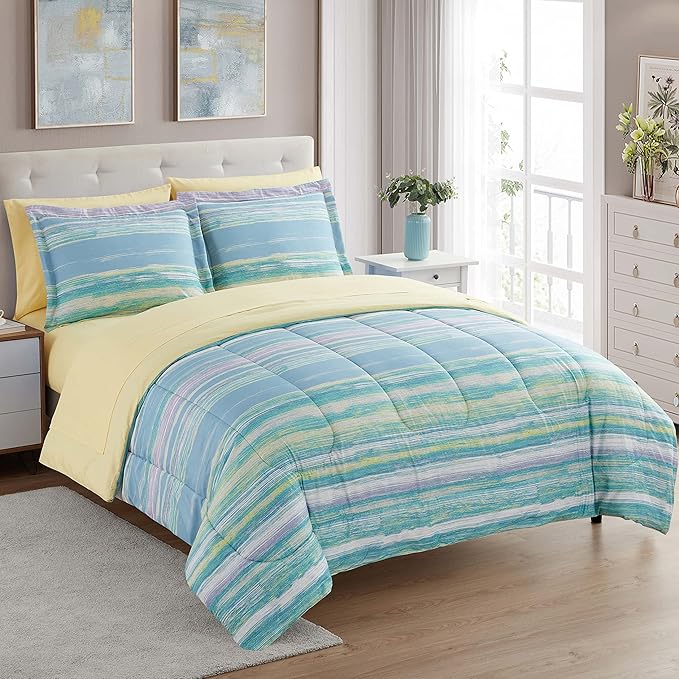 Sweet Home Collection 5 Piece Comforter Set Bag Solid Color All Season Soft Down Alternative Blanket & Luxurious Microfiber Bed Sheets, Sorento, Twin