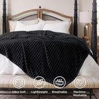 Bedsure GentleSoft Blankets Queen Size for Bed - Cozy Soft Blankets for Women, Cute Large Fleece Throws for Girls, Black, 90x90 Inches
