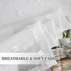MYSKY HOME White Curtains for Bedroom 63 Inch Length Long Sheer Curtains for Kids Room Nursery Curtains with White Patched Design Rod Pocket Privacy Window Drapes Dining Room 52" x 63" 2 Panels