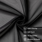 Chyhomenyc Sheer Curtains 36 Inch Length, Short Voile Sheer Window Curtians for Small Window Bathroom Cafe Living Room Farmhouse, 2PCS, 42W x 36L inches, Rod Pocket, Black