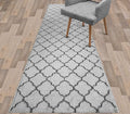 Custom Size Modern Runner Rug Carpet for Hallway Entryway Foyer Kitchen, Slip Resistant Latex Rubber Backed 31 inch Wide X Customized Length, Trellis Grey, 31 inch X 18 feet