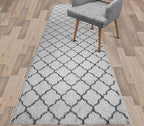 Custom Size Modern Runner Rug Carpet for Hallway Entryway Foyer Kitchen, Slip Resistant Latex Rubber Backed 31 inch Wide X Customized Length, Trellis Grey, 31 inch X 18 feet