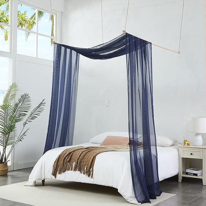 Warm Home Designs Extra Long Navy Blue Sheer Window Scarf. Valance Scarves are 54 X 216 Inches. Great As Wedding Arch Draping Fabric, Bed Canopy Or for Decorative Project. AM Navy 216"