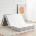 Folding Mattress, 6 Inch Memory Foam Tri-fold Mattress with Breathable & Washable Bamboo Fiber Fabric Cover, Foldable Floor Guest Bed for Camping, Road Trip, Twin