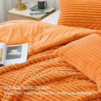BEDELITE Fleece King Comforter Set -Super Soft & Warm Fluffy Burnt Orange Bedding, Luxury Fuzzy Heavy Bed Set for Winter with 2 Pillow Cases