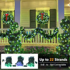 Brizled Blue & Green LED Christmas Lights, 33ft 100 5MM Wide Angle Connectable Mini Tree Lights, UL Listed Xmas Indoor/Outdoor Party Decor, Green Wire