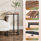 WLIVE C Shaped End Table, Small Side Tables for Sofa and Bed, Couch Table That Slides Under for Living Room, Bedroom, Home Office, Small Spaces
