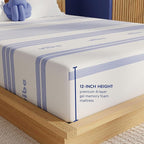 Vibe Gel Memory Foam Mattress, Fiberglass Free, 12-Inch CertiPUR-US Certified Bed-in-a-Box, California King, White