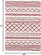 SAFAVIEH Arizona Shag Collection Accent Rug - 4' x 6', Ivory & Red, Moroccan Design, Non-Shedding & Easy Care, 1.6-inch Thick Ideal for High Traffic Areas in Entryway, Living Room, Bedroom (ASG741P)