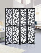 Roundhill Furniture Giyano 4 Panel Screen Room Divider, 70"W x 70"H, Black