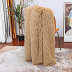 Tuddrom Decorative Extra Soft Faux Fur Blanket Queen Size 80" x 90",Solid Reversible Fuzzy Fluffy Cozy Plush Fleece Comfy Microfiber Fur Blanket for Couch Sofa Bed,Camel