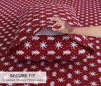 RUVANTI Flannel Sheets Twin Size - 100% Cotton Double Brushed Twin Sheets Set, Deep Pockets 16 Inches, All Seasons Breathable & Extra Soft Bed Sheets, Warm & Cozy, 3 Piece, Red Christmas
