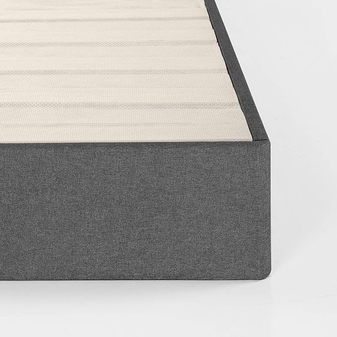 ZINUS Upholstered Metal and Wood Box Spring, 9 Inch Mattress Foundation, Easy Assembly, Fabric Paneled Design, Queen
