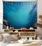 Ambesonne Navy Blue Tapestry, Abstract Vibrant Shaded Digital Color on Plain Background Bohemian Print, Wide Wall Hanging for Bedroom Living Room Dorm, 60" X 40", Turquoise Navy