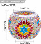 Rancco Handmade Mosaic Glass Tealight Candle Holder Set - 4 Pack with 10.5 oz Long-Lasting Soy Wax Scented Candles - Perfect Aromatherapy Gifts for Women, Moms, Birthdays, Spa Days, and Christmas