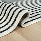 Abani Nuevo Collection Area Rug - Mid-Century Black and White Arch Knot Design - 2'6" x 6' - for Living Room, Bedroom & Office