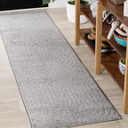 Eyely NCS101B-28 Scandinavian Odense Minimalist Angle Geometric Indoor Runner Rug, Modern, Contemporary, Coastal, Bohemian, Bedroom, Kitchen, Living Room, Non Shedding, Gray/Ivory, 2' x 8'