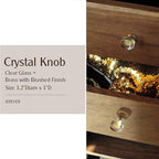 JEREVER 6 Pack Glass Crystal Knobs Brass Drawer Pull Cabinet Handle Gold Furniture Hardware for Dresser Kitchen (Round)
