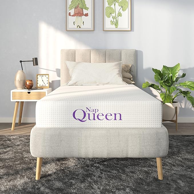 NapQueen Twin Mattress, 14 Inch Charcoal Memory Foam Mattress, Twin Bed Mattress in a Box, CertiPUR-US Certified, Medium Firm, Breathable Soft Fabric Cover