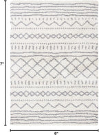 SAFAVIEH Arizona Shag Collection Area Rug - 5'1" x 7'6", Ivory & Grey, Moroccan Design, Non-Shedding & Easy Care, 1.6-inch Thick Ideal for High Traffic Areas in Living Room, Bedroom (ASG741F)