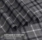RUVANTI Flannel Sheets Full Size - 100% Cotton Double Brushed Bed Sheets Set, Deep Pockets 16 Inches, All Seasons Breathable & Extra Soft Full Sheets, Warm & Cozy, 4 Piece, Grey Plaid
