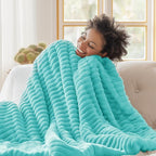 Bedsure GentleSoft Blue Fog Fleece Blanket for Couch - Cozy Soft Blankets for Women, Cute Small Throws for Girls, 50x60 Inches