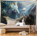 Lunarable Viking Tapestry, Heroes of Valhalla with Mythological Frost Giant Norse Culture Watercolor Design, Wide Wall Hanging for Bedroom Living Room Dorm, 80" X 60", Grey Blue