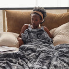 Bedsure GentleSoft Sherpa Fluffy Blanket Queen Size for Bed - Fleece Warm and Cozy for Women Gift, Plush & Fuzzy Faux Fur Christmas Blanket for Couch, Sofa Decor, Tie Dye Design, Grey, 90x90 Inches
