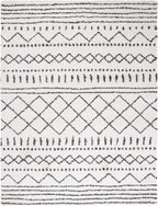SAFAVIEH Area Rug 8x10 - Arizona Shag Collection - Large - Ivory & Black, Moroccan Design, Non-Shedding & Easy Cleaning, Ultra Plush Thick Pile, Ideal for Living Room, Bedroom, Dining Space (ASG741Z)