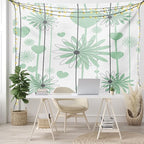 Lunarable Hearts Tapestry, Floral Abstract Striped Background Soft Color Daisies Nature Flourish, Wide Wall Hanging for Bedroom Living Room Dorm, 60" X 40", Mint Green Charcoal Grey