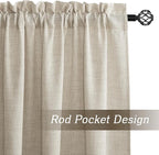 RYB HOME Natural Beige Linen Sheer Curtains 102 inches Long for Living Room and Dining Room, Weave Textured/Rod Pocket, Light Filtering Sheer Curtains and Drapes, W 52 x L 102 inches, 2 Panels Set