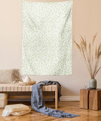 Lunarable Green and Beige Tapestry Twin Size, Green Leaves on Skinny Tangled Sprigs Fresh Nature Theme Foliage, Wall Hanging Bedspread Bed Cover Wall Decor, Twin Size, Pistachio Green