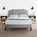 Zinus Kellen Upholstered Scalloped Platform Bed Frame, Mattress Foundation, Wood Slat Support, No Box Spring Needed, Eco Friendly WonderBox (TM), Easy Assembly, Dark Grey, King