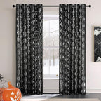 NICETOWN Black Voile Sheer with Glitter Silver Web, Grommet Halloween Spider Pattern for Window Decor, Party & Seasonal Home, W54 x L96, 2 Panels
